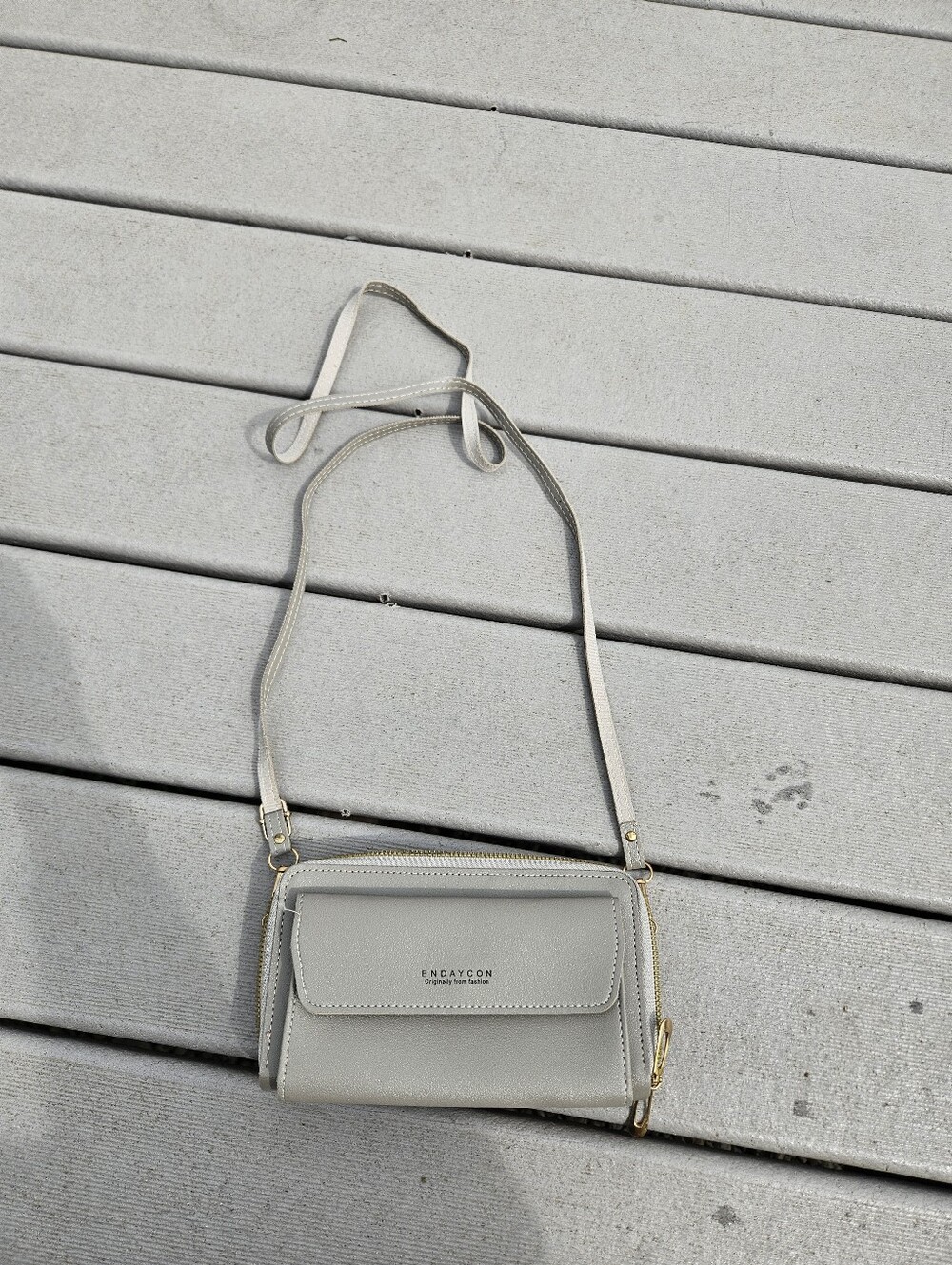 Endaycon Gray Crossbody Wallet Purse Smartphone Wristlet Bag Multi Pocket Casual